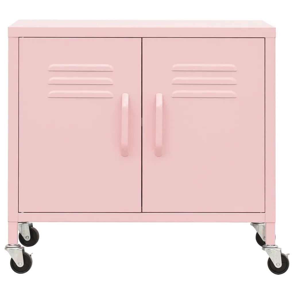 Mobile contenitore con ripiano regolabile facile da spostare 60 x 35 x 56 cm acciaio rosa 02_0046898