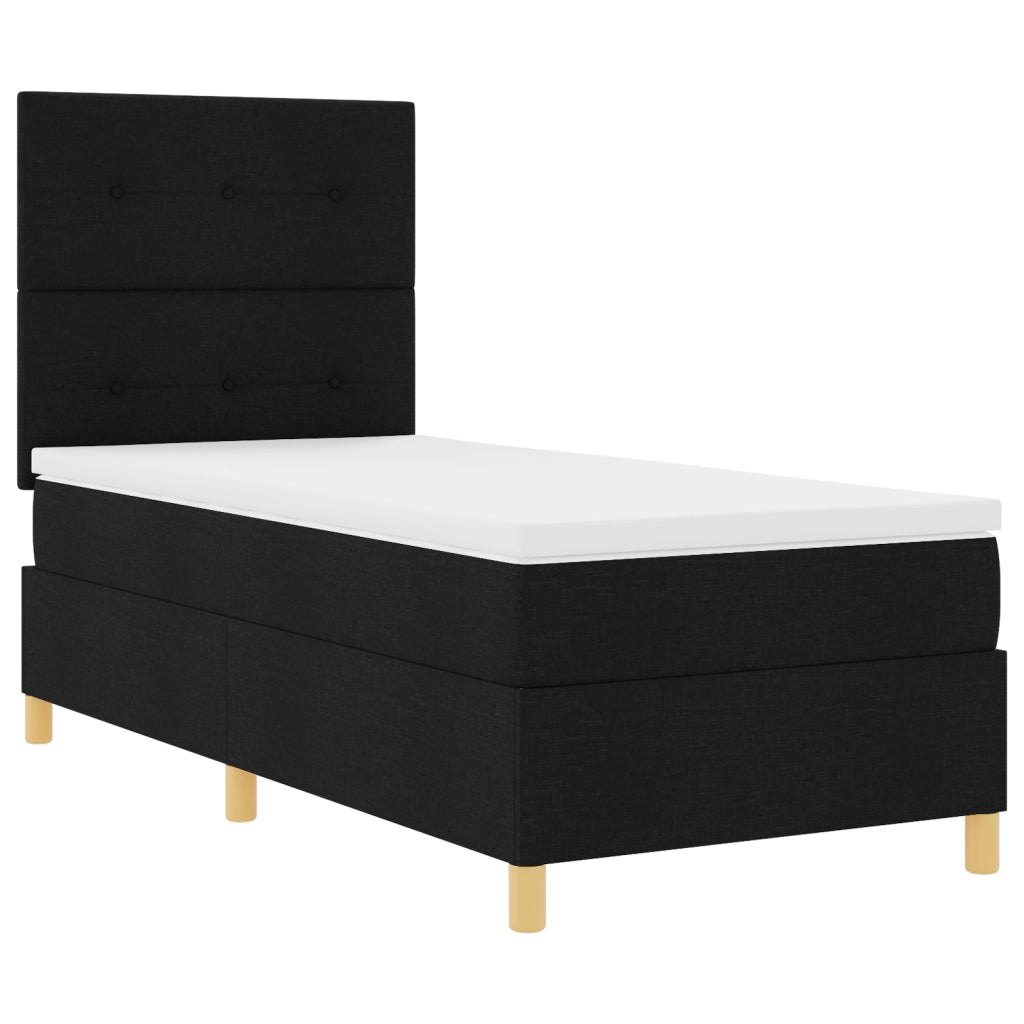 Letto con Box Spring e Materasso Nero 80x200 cm in Stoffa