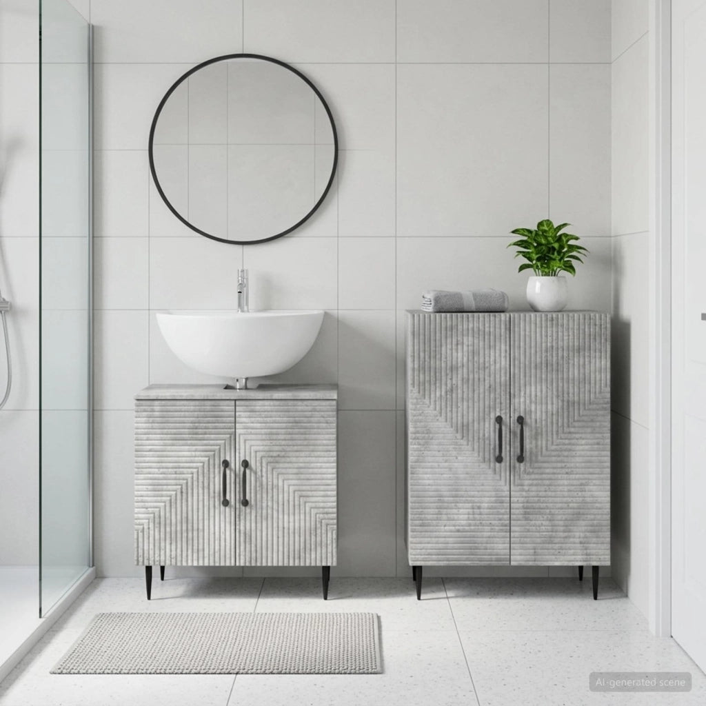 Set di Armadi da Bagno da 2 Pezzi HAARLEM Grigio Cemento 3417615