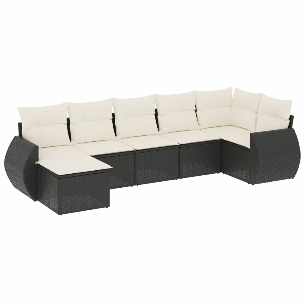 Set Divani da Giardino con Cuscini 7pz Nero Polyrattan 3221675