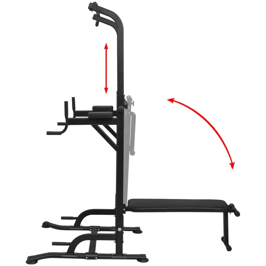 Torre per allenamento pesi con panca nera per sport e fitness (02_0000040)