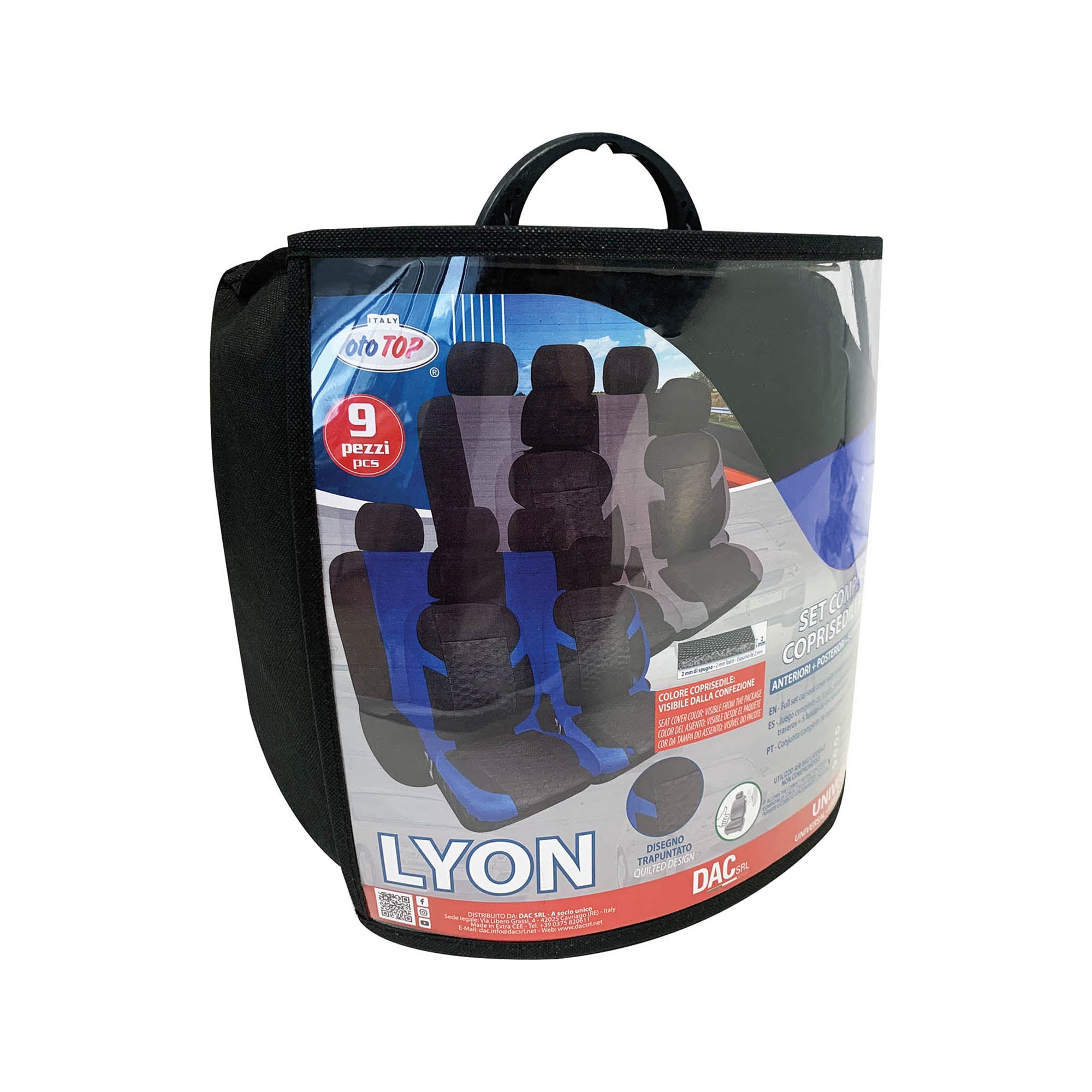 Set Coprisedili Anteriori e Posteriori Universali in Poliestere e Spugna Lyon Blu