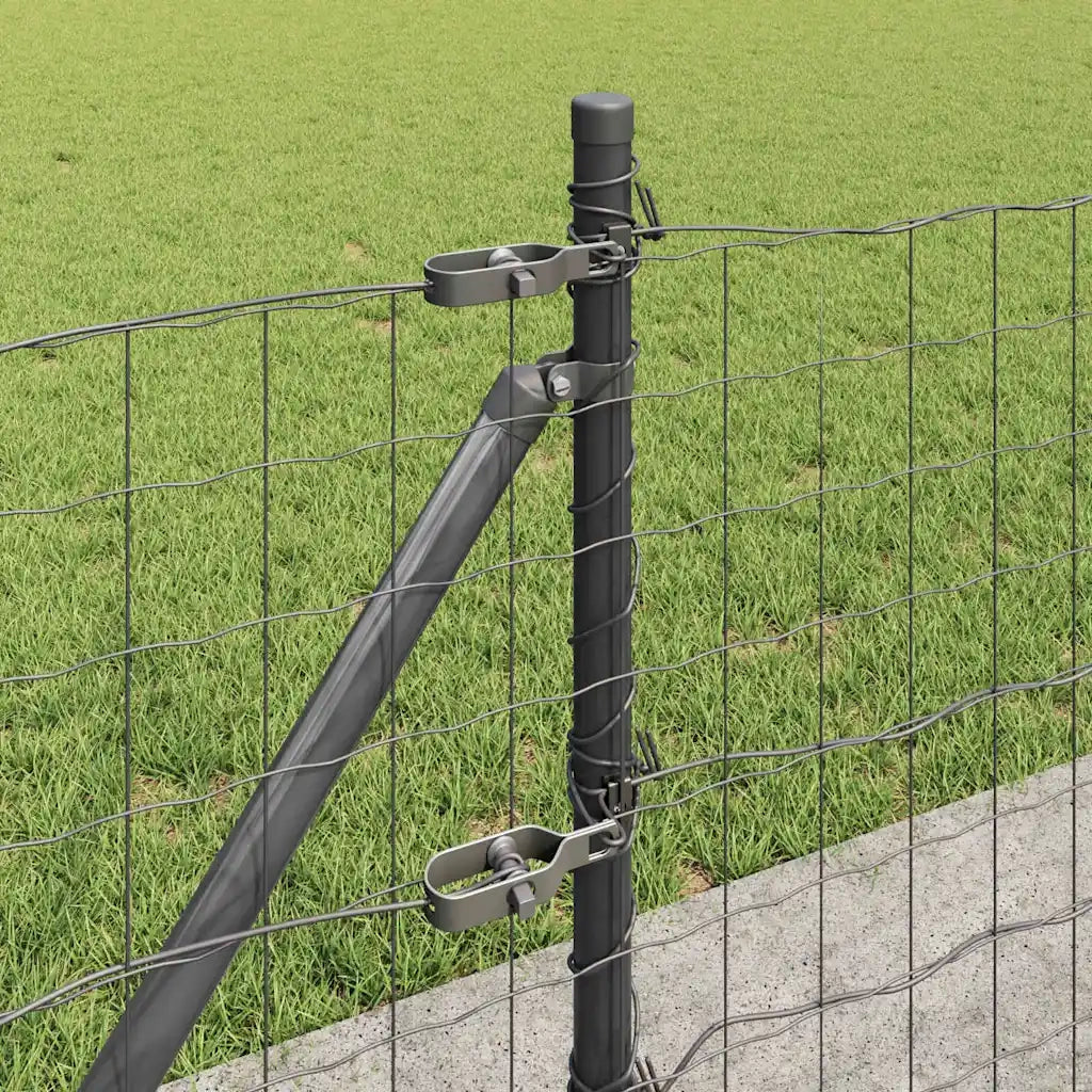 Recinzione con Posto Grigio 0,6 x 25 m Acciaio e PVC 3350975