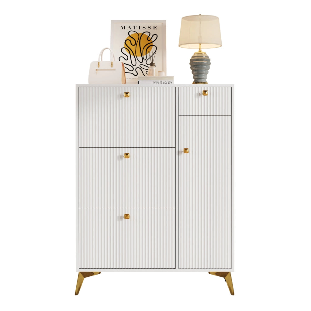 Mobile portascarpe bianco con ripiani regolabili 90x25x121 cm