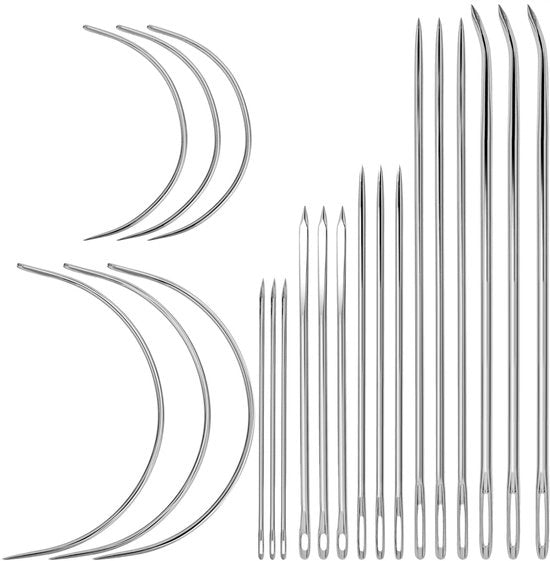 Lederi Set di Aghi a 21 pezzi - Aghi per Pelle - Aghi da Sarto - Kit di Manutenzione Manuale - Adatto per Pelle e Tenda - Acciaio Manganeso - Set di Aghi da Sarto