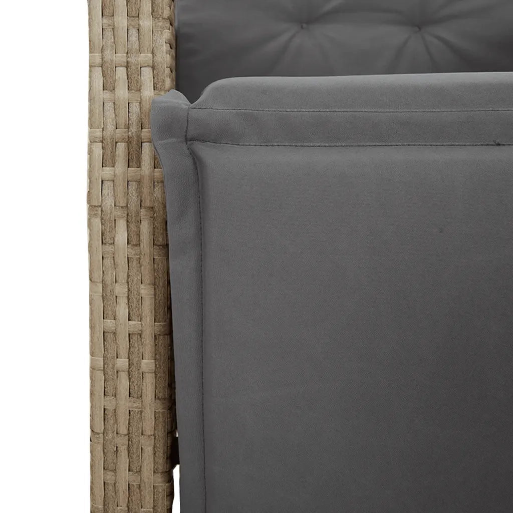 Set da Pranzo da Giardino 7 pz con Cuscini Beige in Polyrattan 3212496