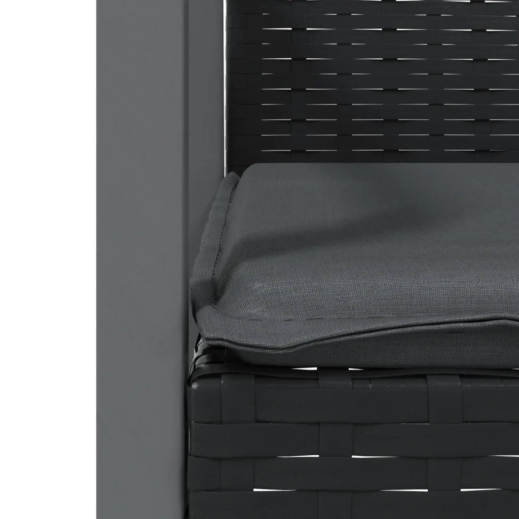 Set Pranzo da Giardino 3pz con Cuscini in Polyrattan e Acciaio