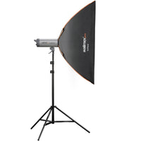 PLUS Orange Softbox 80x120cm, girevole a 360°, Sagomatore di luce per foto e video, incluso diffusore griglia maschere adattatore Aurora/Bowens, per studio fotografico