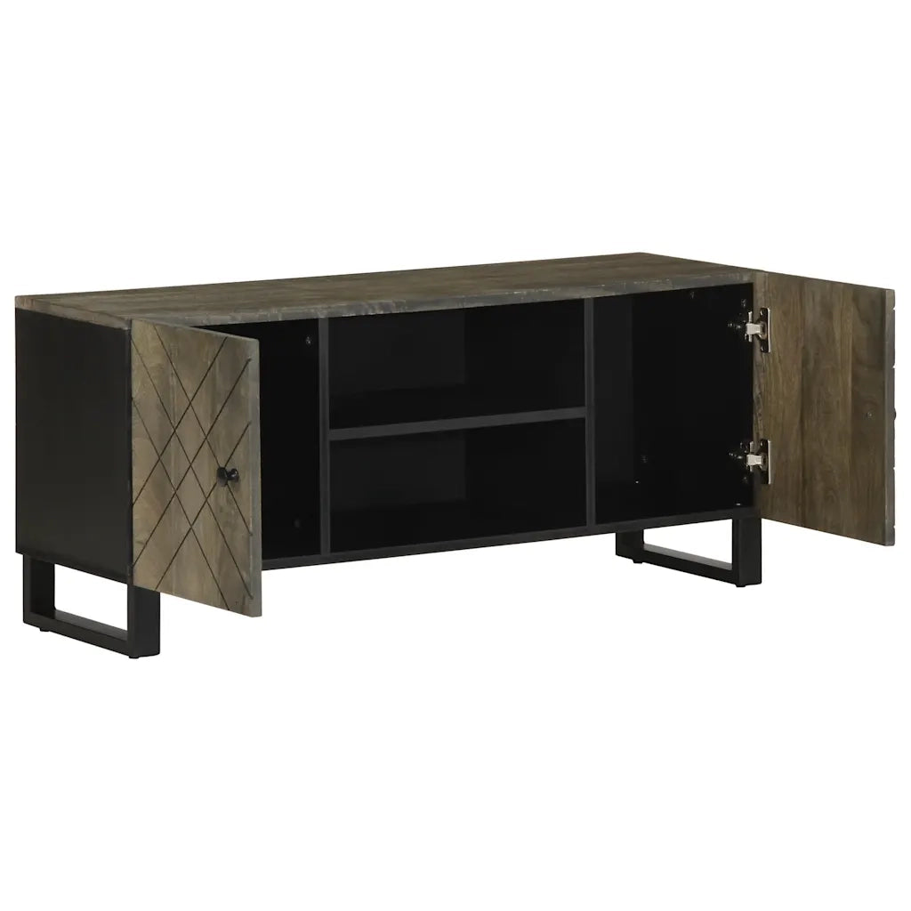 Mobile Porta TV Nero 105x33x46 cm in Legno Massello di Mango 4017684