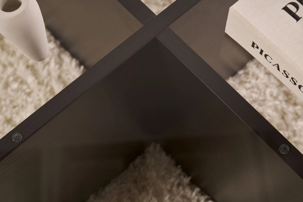 Tavolo basso in legno "Aeris" - 75 x 75 x 35 cm - Bois Noir Fumée