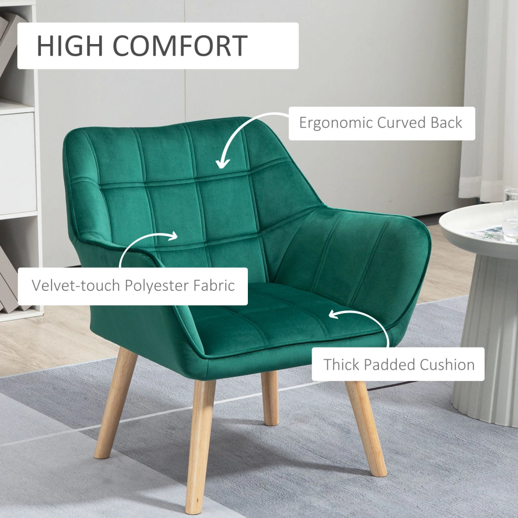 Poltrona in Velluto e Legno ¨C Zephmum ¨C Verde 67x61.5x71