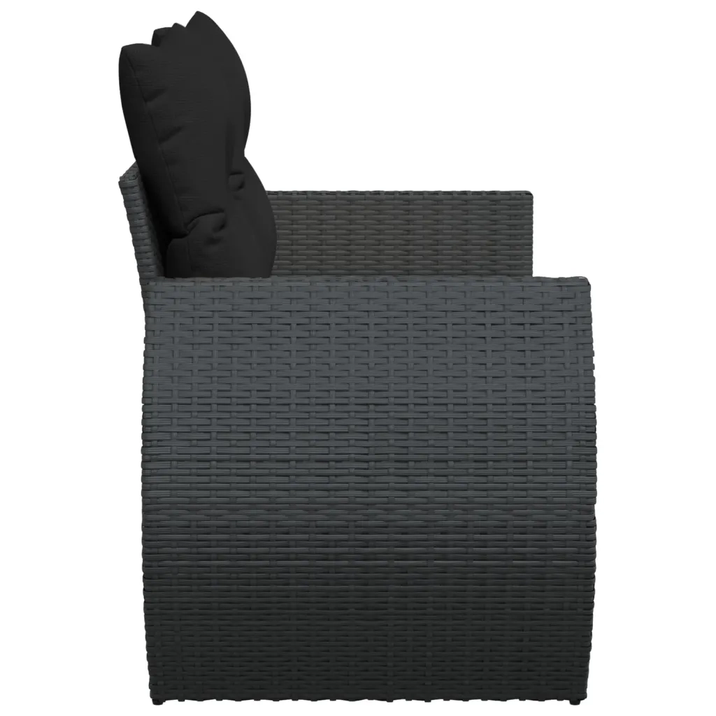 Divano da Giardino con Cuscini a 2 Posti-Sofa da Giardino-Divano da esterno Nero in Polyrattan 147043