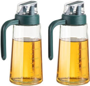 Bottiglia di Vetro da 630 ml con Dispensatore di Aceto - Bottiglia di Vetro di Grande Capacità per Olio d'Olive - Scala Chiara - Set da 2