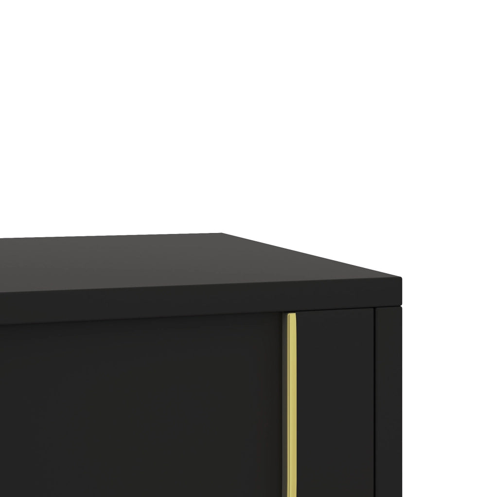 Mobile TV ULEVR 170x38x44 cm con 4 ante push-to-open e ripiani, nero e oro