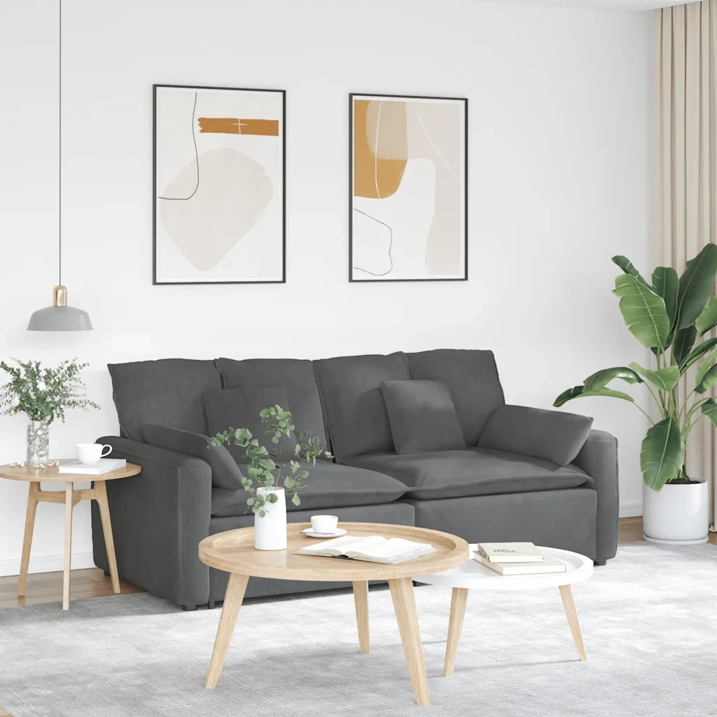 vidaXL Divano Modulare con Cuscini Grigio Scuro