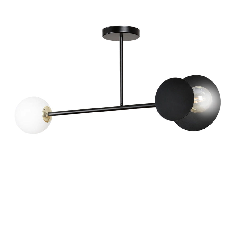 Lampada soffitto Emibig Minerva 2xE27 nera vetro 80cm