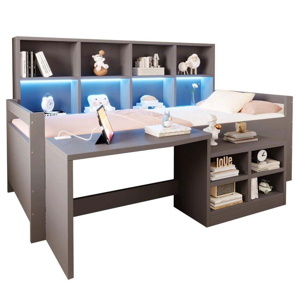 letto singolo legno grigio 90 x 200 cm