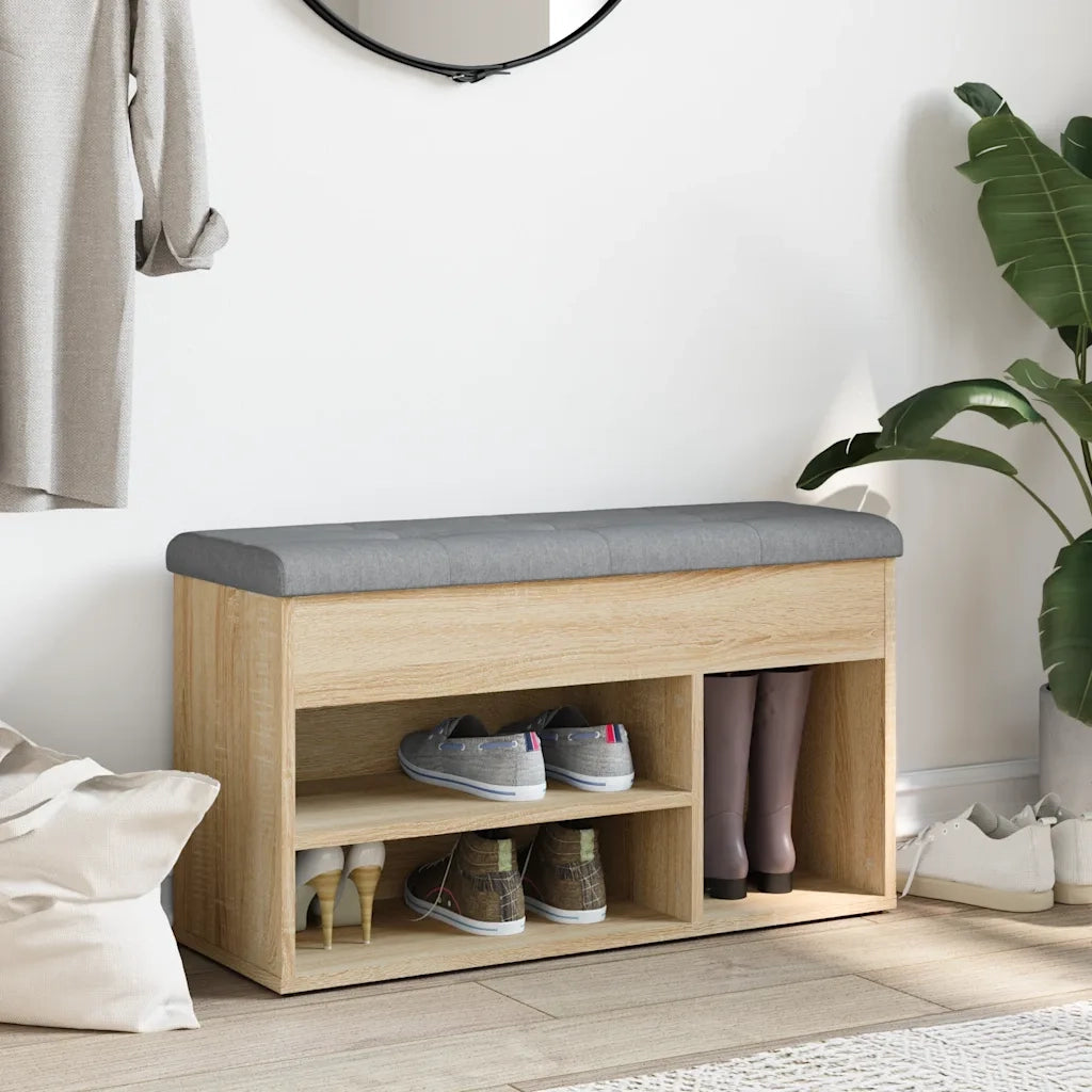 Panca Porta Scarpe Rovere Sonoma 82x32x45,5cm Legno Multistrato