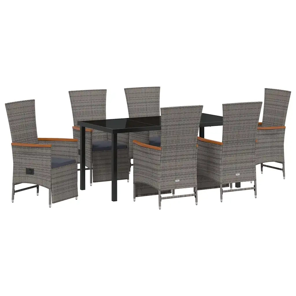 Set da Pranzo per Giardino con cuscino 7 pcs Grigio polyrattan 3379454