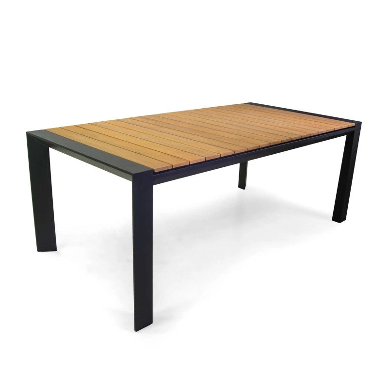 Tavolo alluminio allungabile Saigon antracite top teak cm 200/260/320x100h76