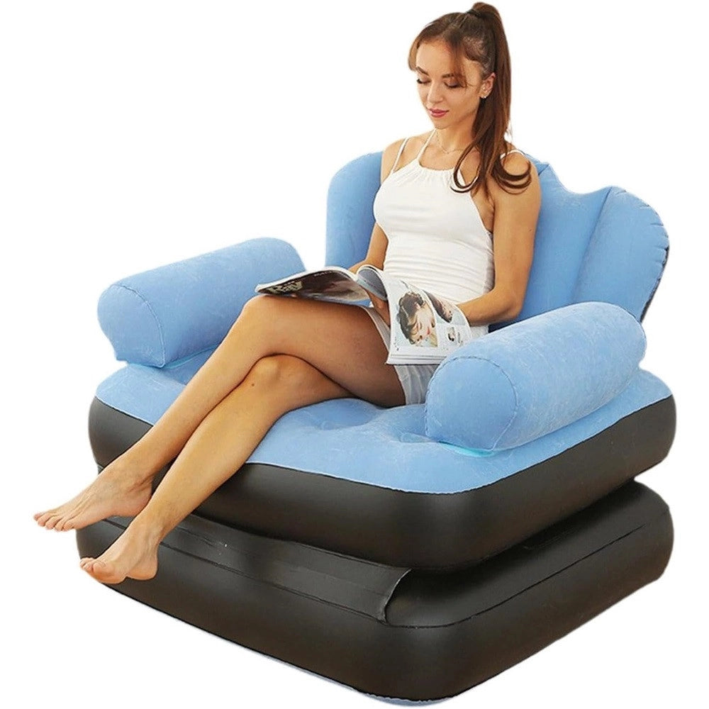 Trade Shop - Poltrona Gonfiabile Divano Letto Ad Aria Pieghevole Portatile Materasso Campeggio -