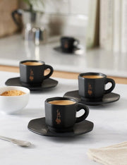 Set di tazze in porcellana nera-rosa dorata - confezione da 75 - ottagonali