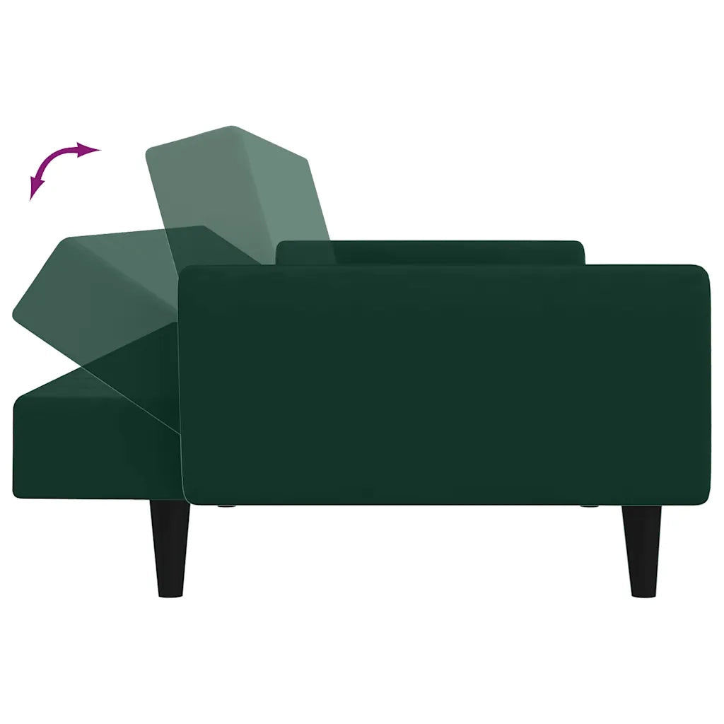Divano Letto a 2 Posti Verde Scuro in Velluto 375860