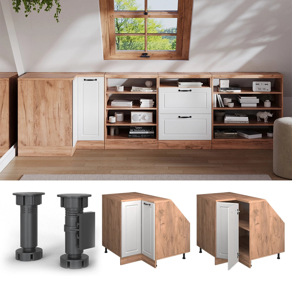 Mobile sottotetto Mobile angolare Rion Bianco rustico/Rovere dorato 75.6 x 83.8 cm con 1 porta, carcassa dell’armadio profondità 60 cm Vicco
