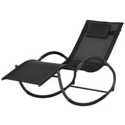 Sedia Sdraio a Dondolo Zero-Gravity da Esterno Impermeabile 155x61x88 cm con Poggiatesta Nero