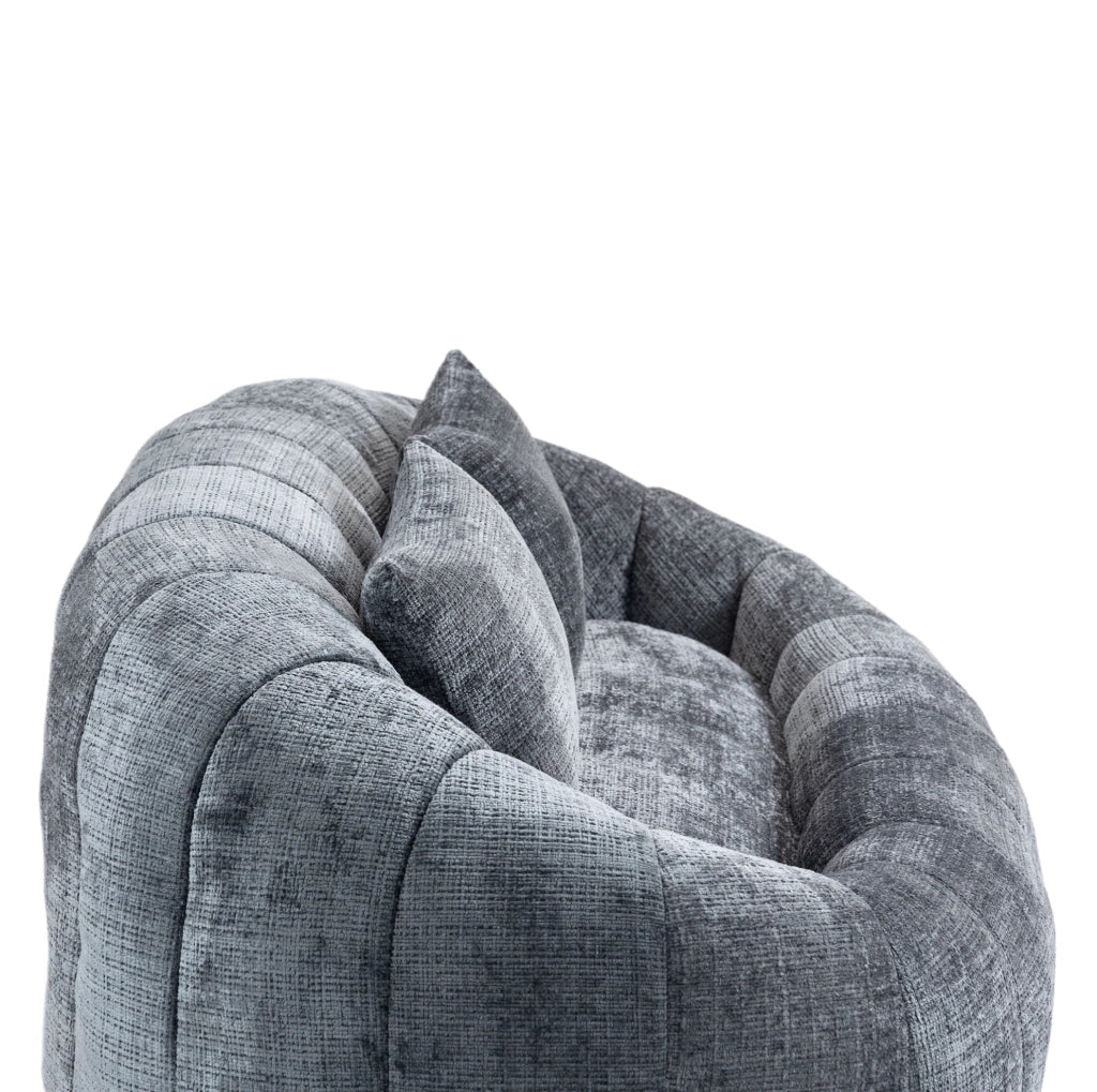 Sitzsack divano singolo in chenille grigio; con imbottitura in memory foam; 150 x 95 x 63 cm