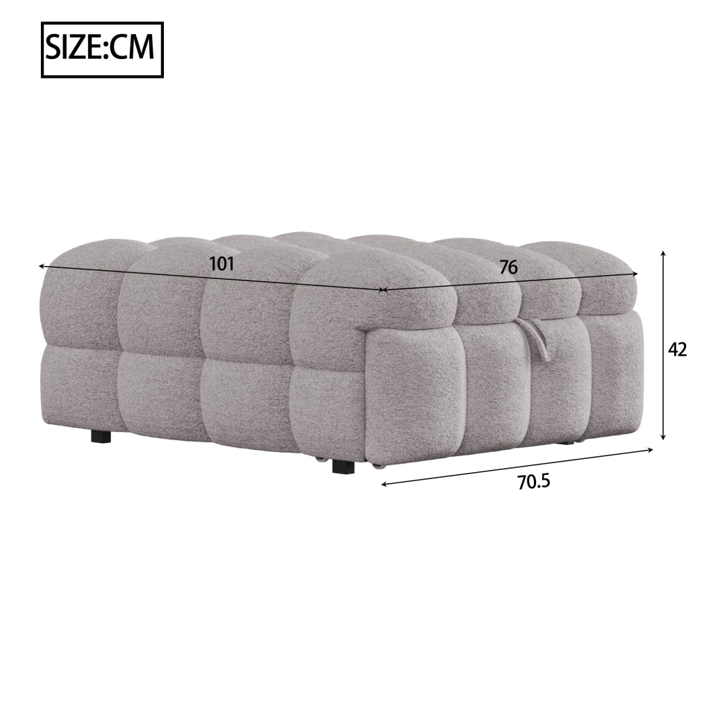 DESMIU Lit simple 183 × 76 cm 2 in 1, convertibile in divano, senza materasso, in Teddy, grigio