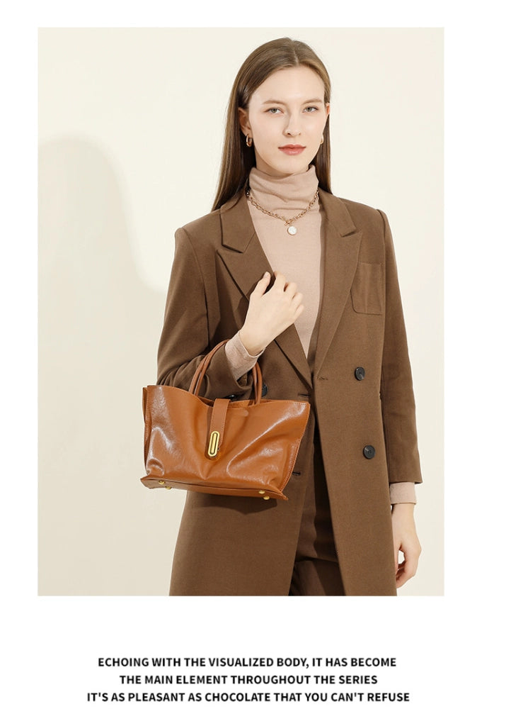 Borsa a tracolla da donna in vera pelle, marrone