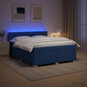 Letto con Box Spring, Materasso e LED Blu 180 x 200 cm Tessuto 3452007