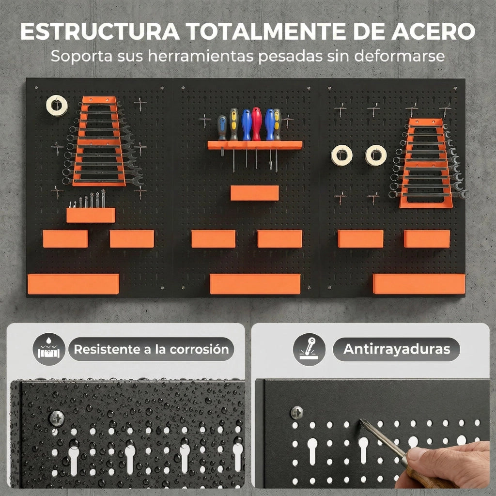 Organizador de Herramientas de Pared ¨C zephmum ¨C 120x60 cm Nero e Arancione