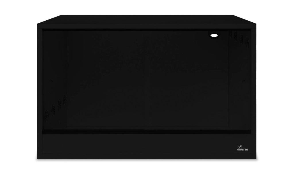 Diversa terrario in legno nero 80x50x50h - con sportelli scorrevoli in vetro