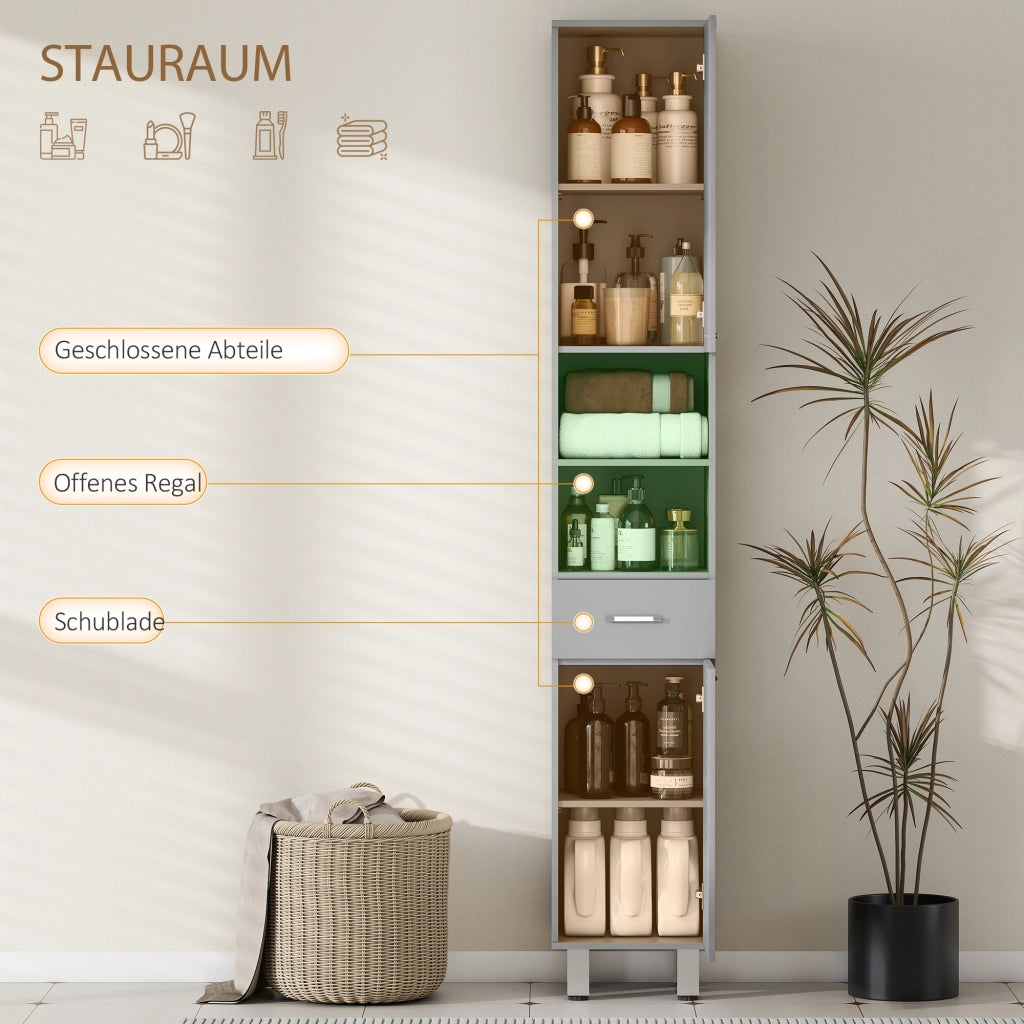 Mobile bagno con cassetto e ripiani regolabili ¨C Xylo ¨C Grigio