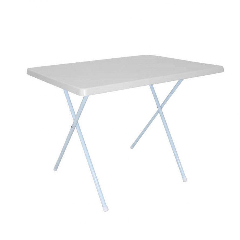 Tavolino 79x59,5x61,5/50 h cm in Metallo e PVC Bianco
