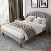 Letto imbottito matrimoniale 160x200 cm in velluto grigio con testiera e rete a doghe