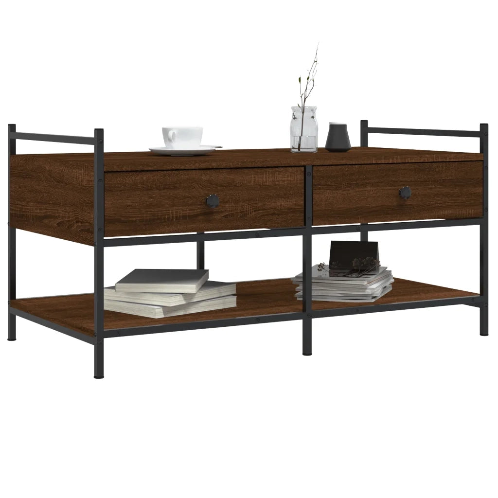 Tavolino da Salotto Rovere Marrone 99x50x50cm Legno Multistrato 833964