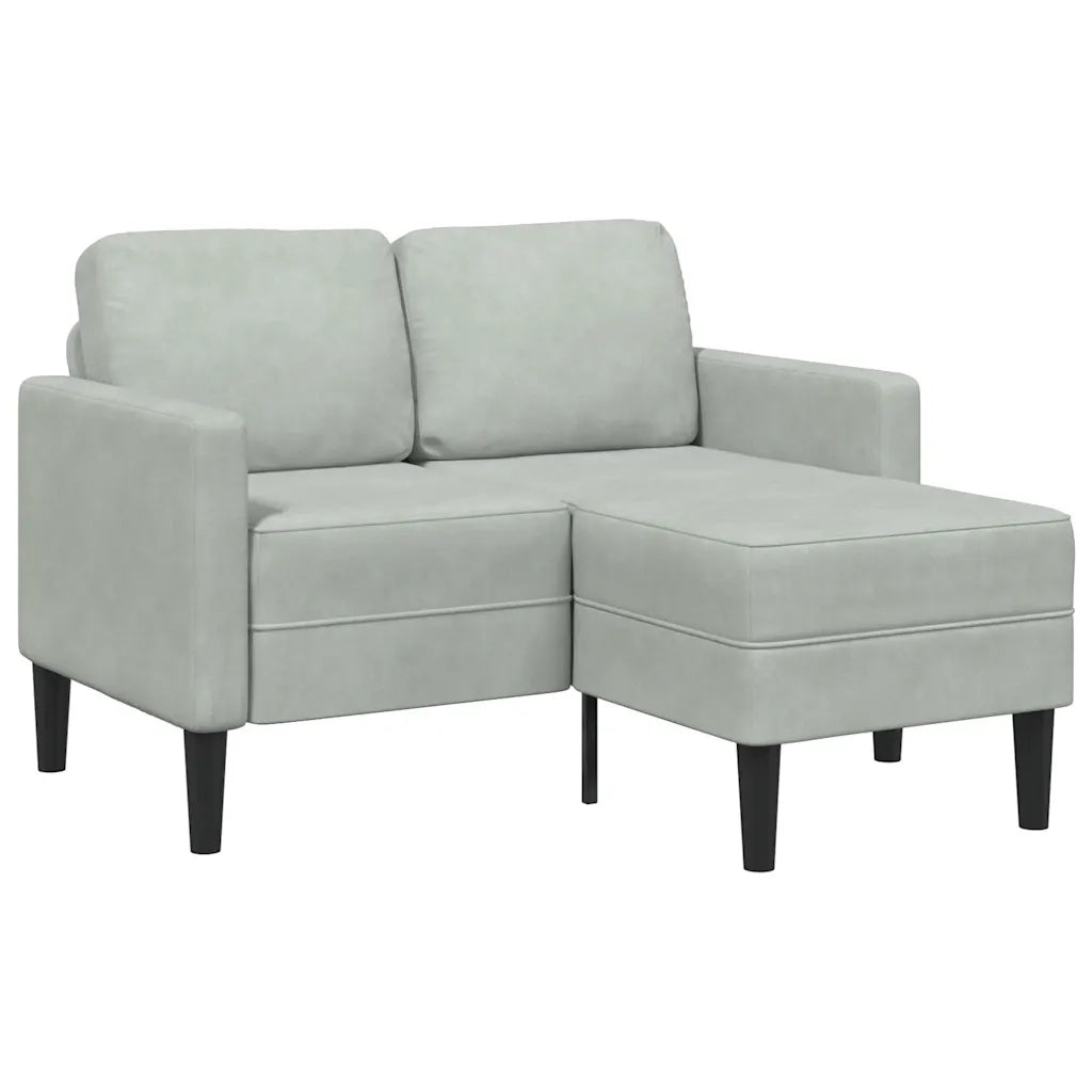 Divano 2 Posti con Chaise a L Grigio Chiaro 125 cm in Velluto
