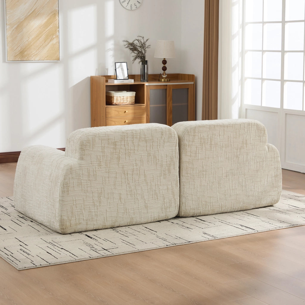 Divano a due posti, tessuto chenille, design modulare, imbottitura in schiuma ad alta elasticit¨¤ 30D, pronto all'uso, beige
