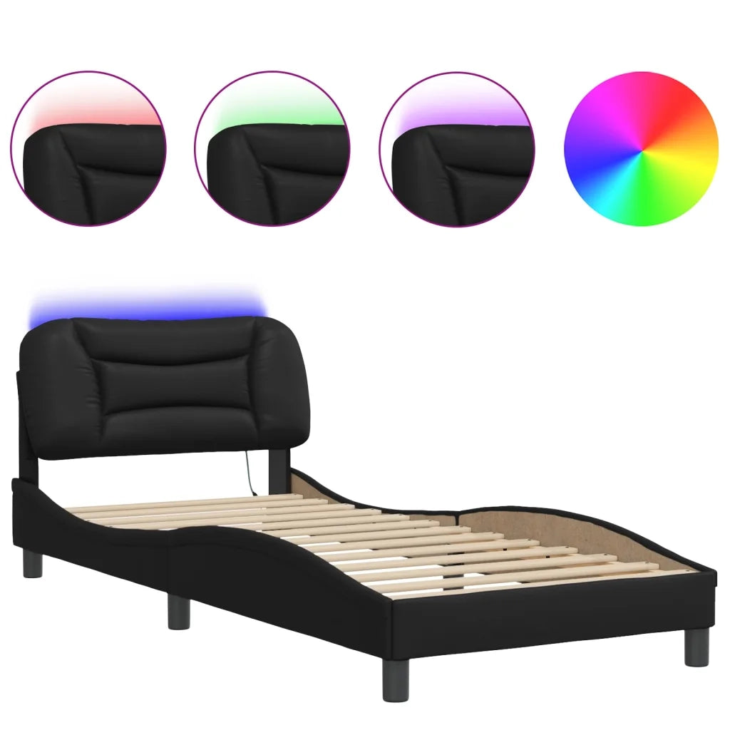 Giroletto con LED senza Materasso-Struttura Letto Hvar Nero 90x190 cm