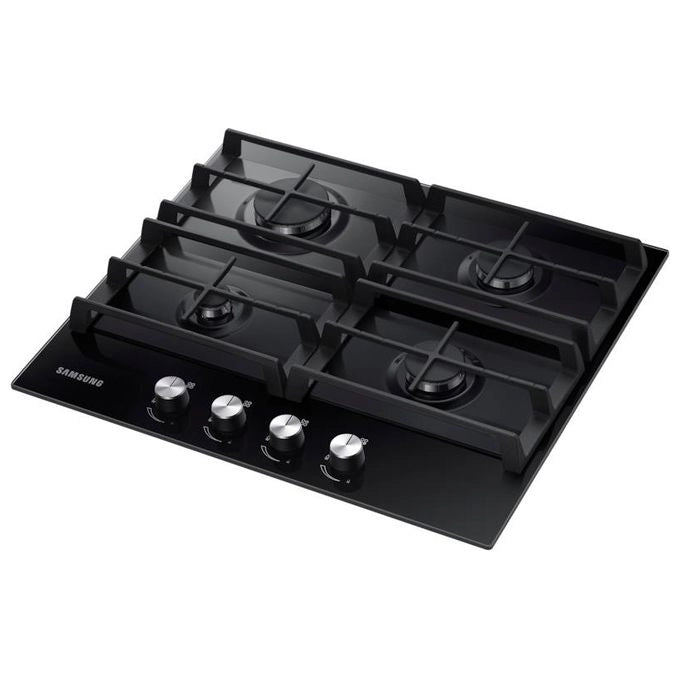 Samsung NA64H3010AK Piano Cottura a Gas in Vetro Temperato 4 Fuochi Griglia in Ghisa 60 cm Nero