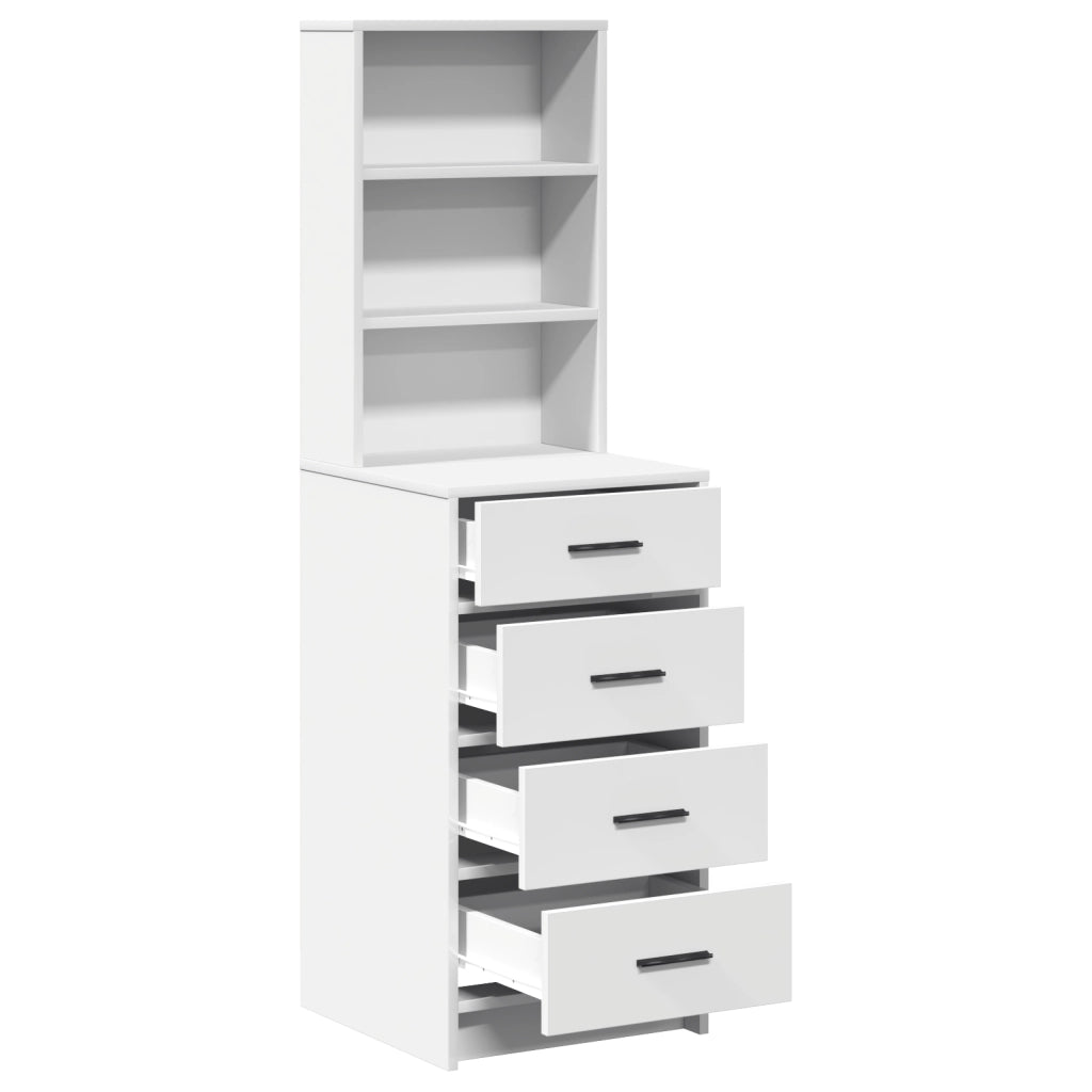 Highboard Bianco 40x41x135 cm in Legno Ingegnerizzato