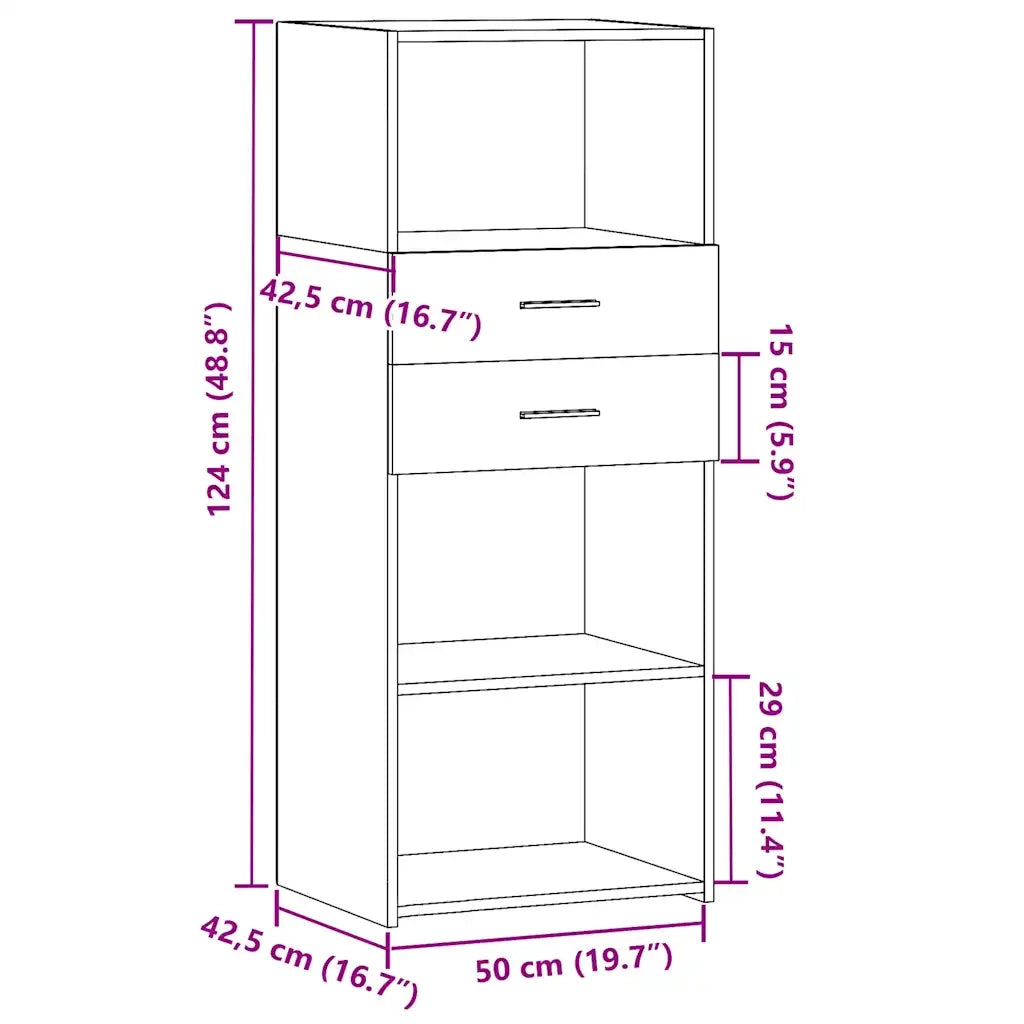 Credenza Rovere Fumo 50x42,5x124 cm in Legno Multistrato
