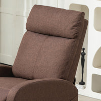 Poltrona Reclinabile con Poggiapiedi in Tessuto Effetto Lino Marrone