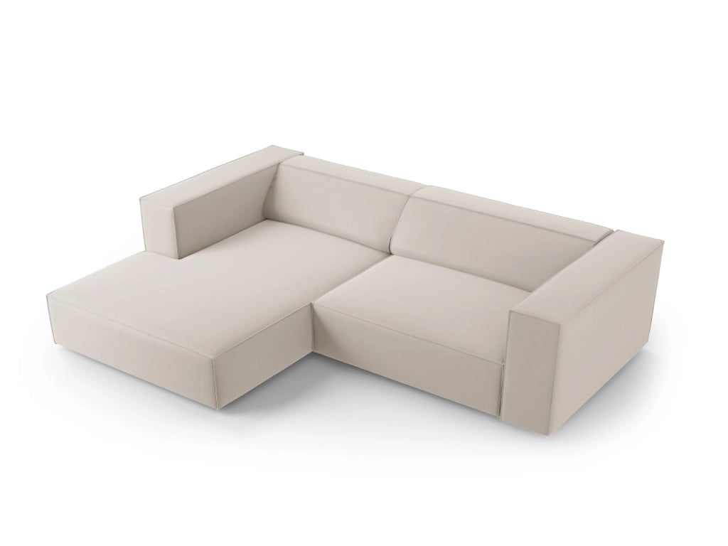 Cosmopolitan Design - Divano angolare sinistro "Arendal" 3 posti in velluto ecru 