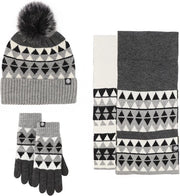 Set di cappello, sciarpa e guanti in tre pezzi per inverno, con pelo di lupo, impermeabile al freddo, in panno morbido, per donne - nero