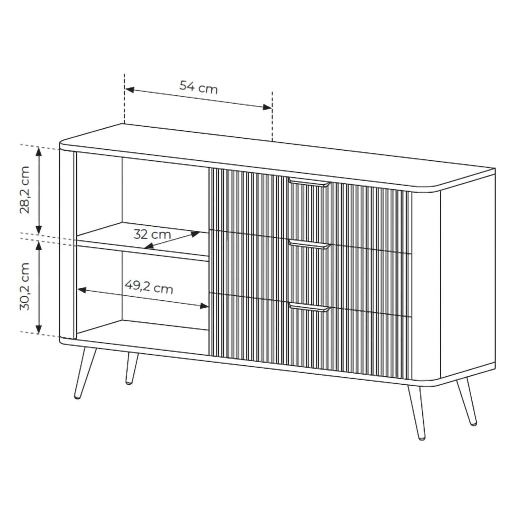 Madia Halilomo, Credenza 3 Cassetti, 138x38x81h cm Nero
