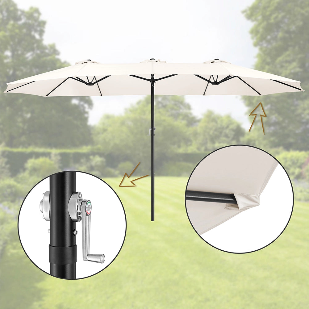 Ombrellone Doppio 4.6 Metri Senza Base da Giardino Rivestimento Anti UV 12 Ribs